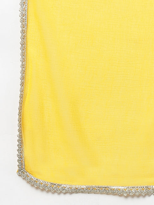 Plus Size Yellow Georgette Kurta With sharara and Dupatta
